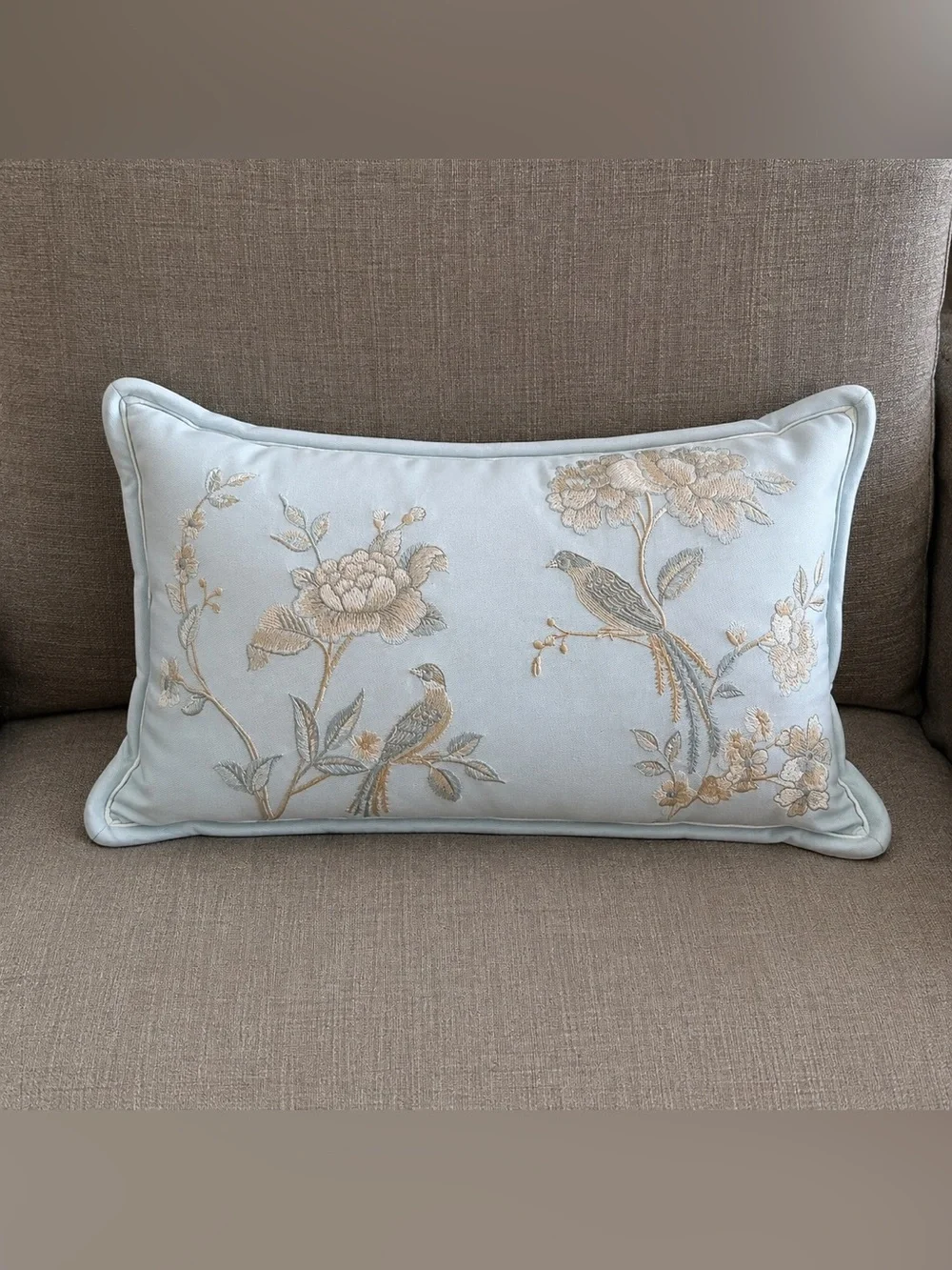 WAMSUTTA Chinoiserie Bird & Blossom Embroidered Lumbar Feather Insert #0630266A